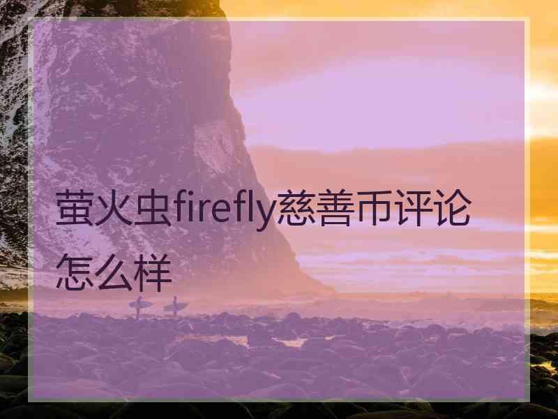 萤火虫firefly慈善币评论怎么样