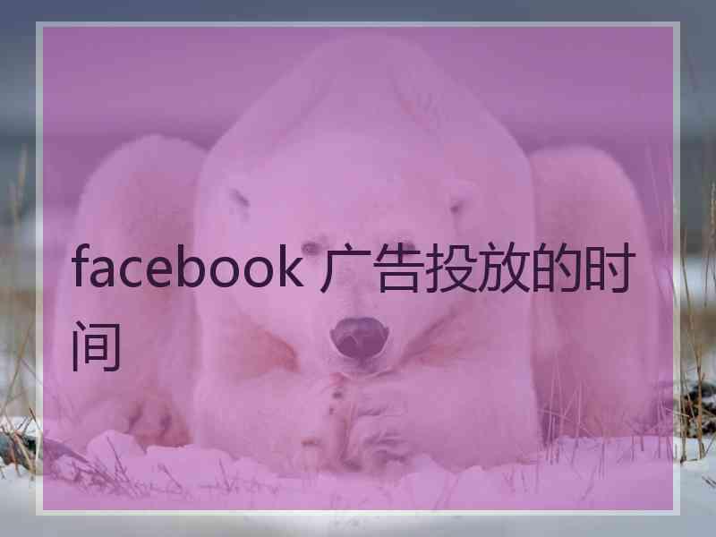 facebook 广告投放的时间